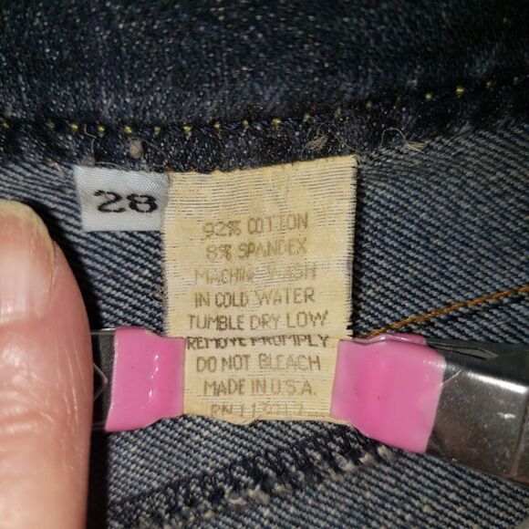 Vintage Y2K Pamela Anderson Dark Denim Bootcut Flare Jeans Womens Size 28 - Picture 7 of 9